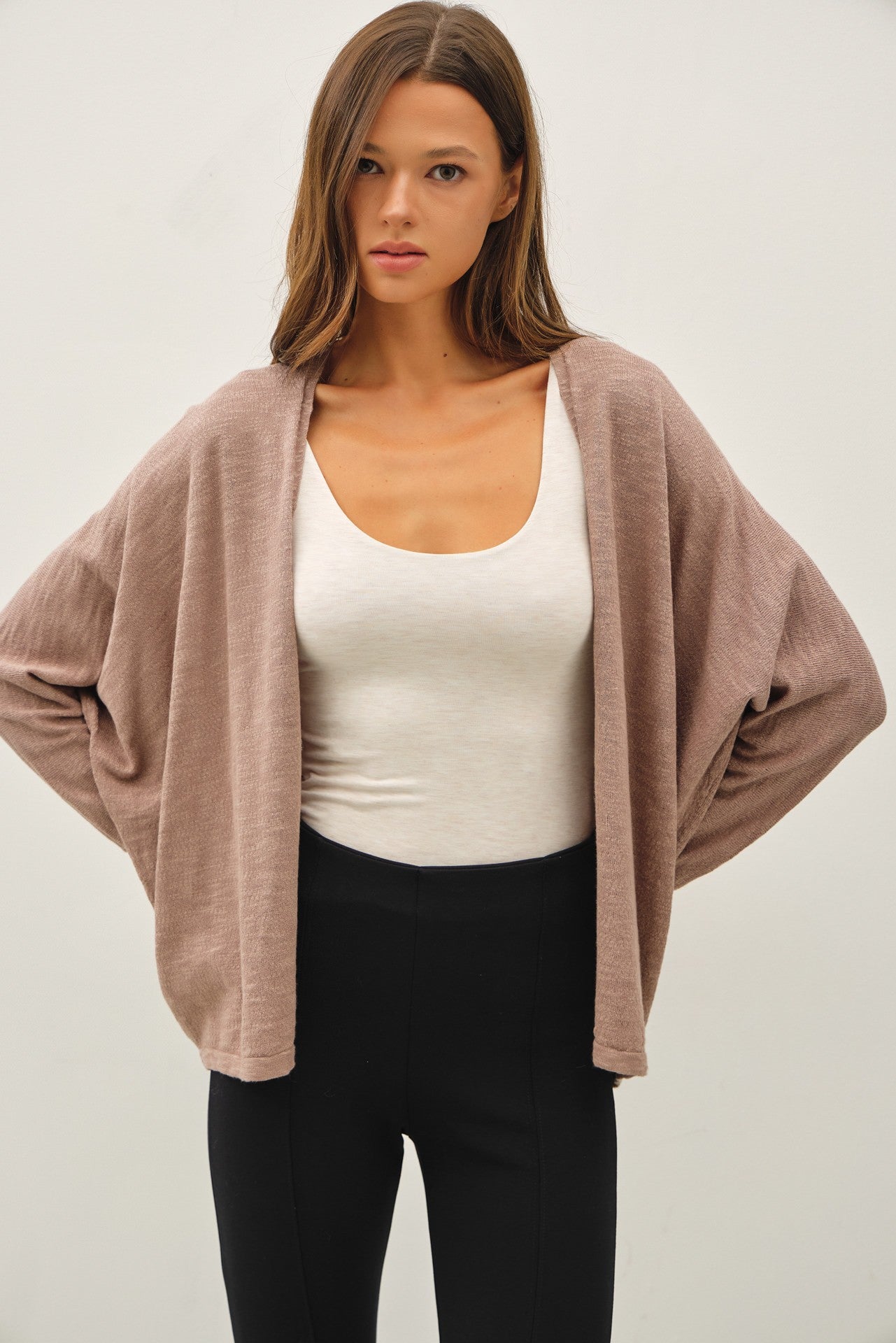 Open Front Dolman Sleeve Cardigan