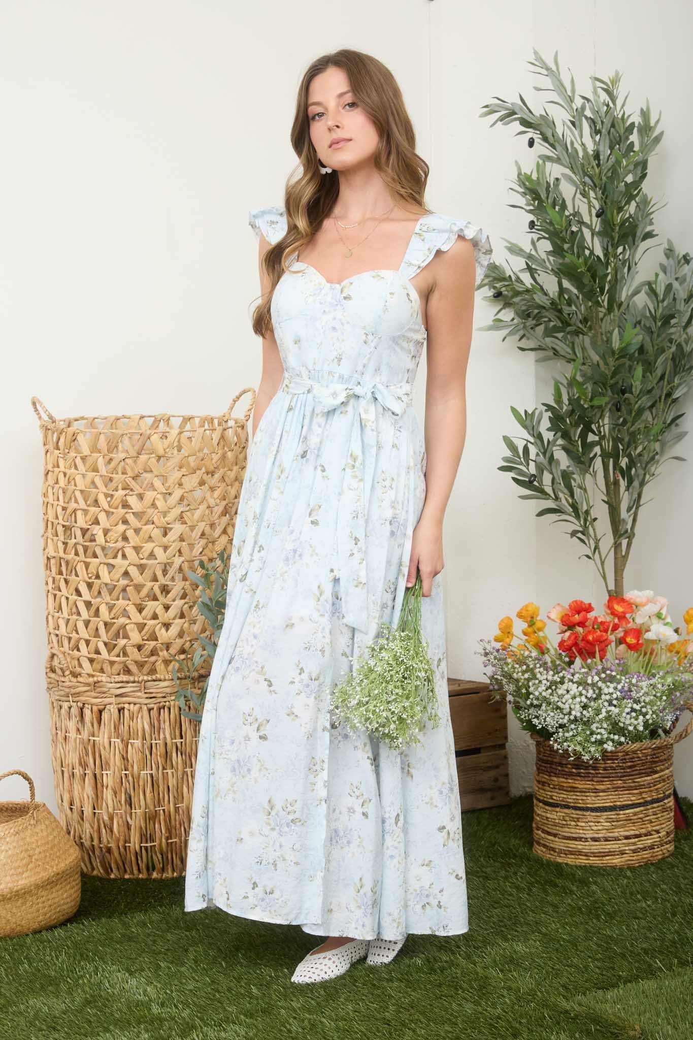 Floral Blue Maxi Dress