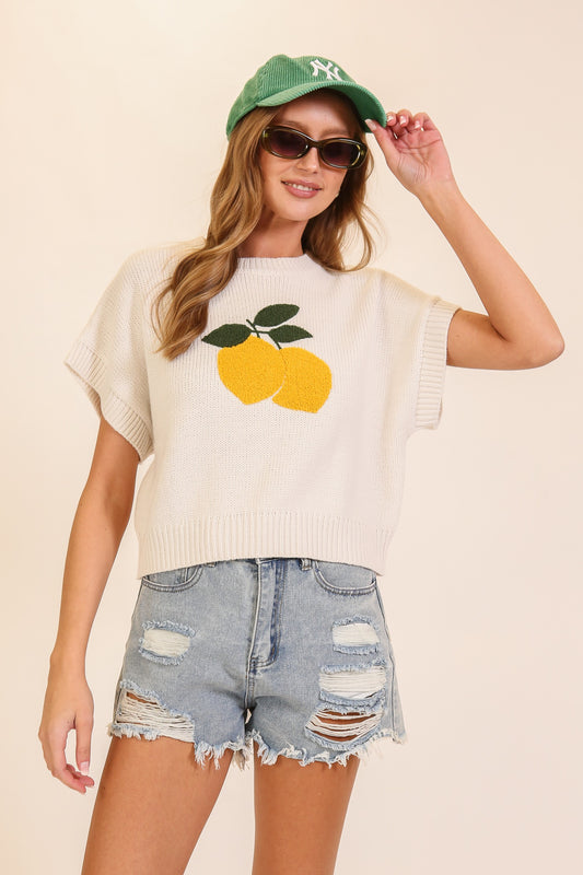Ivory/Lemon Sweater Top