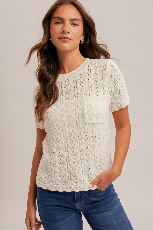 Lace Textured Knit Top