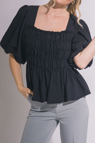 Puff Sleeve Smocked Bodice Top