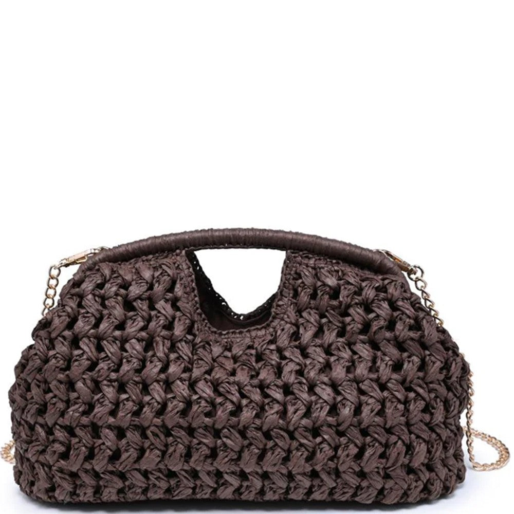 Woven Abigail Clutch Bag in Chocolate