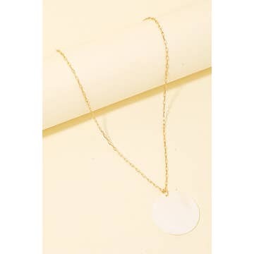 Mother of Pearl Disc Pendant Chain Necklace