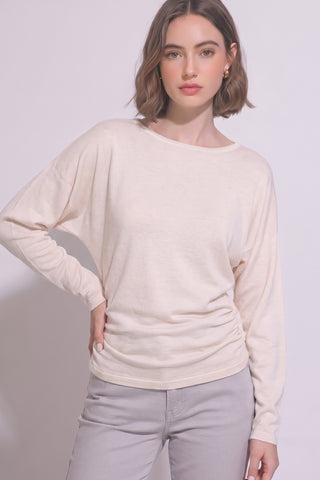 Batwing Sleeve Boat Neck Knit Top