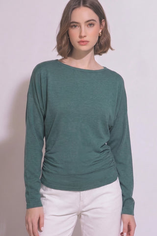 Batwing Sleeve Boat Neck Knit Top