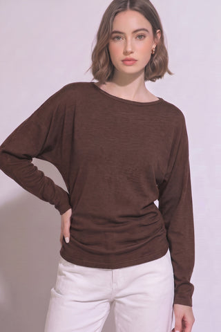 Batwing Sleeve Boat Neck Knit Top