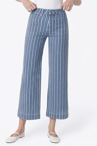 Vervet High Rise Patch Pocket Striped Crop Wide Leg Jeans