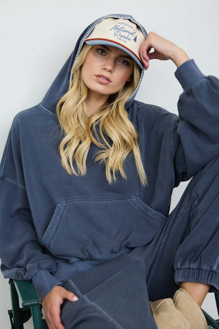 Oversized Cropped Crochet Hooded Sweatshirt