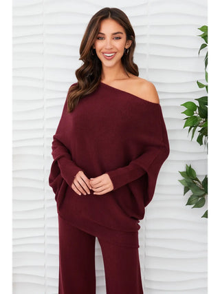 Italian Asymmetrical Sweater in Wine
