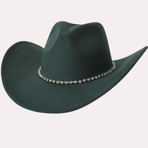 Rhinestone Line Cowboy Hat in Hunter Green