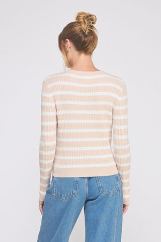 Stripe Cable Knit Sweater