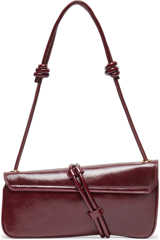 Dolce Vita Alice Leather Slant Baguette Bag in Oxblood