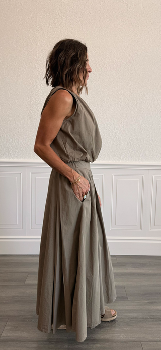 Cotton Poplin Maxi Skirt in Mocha