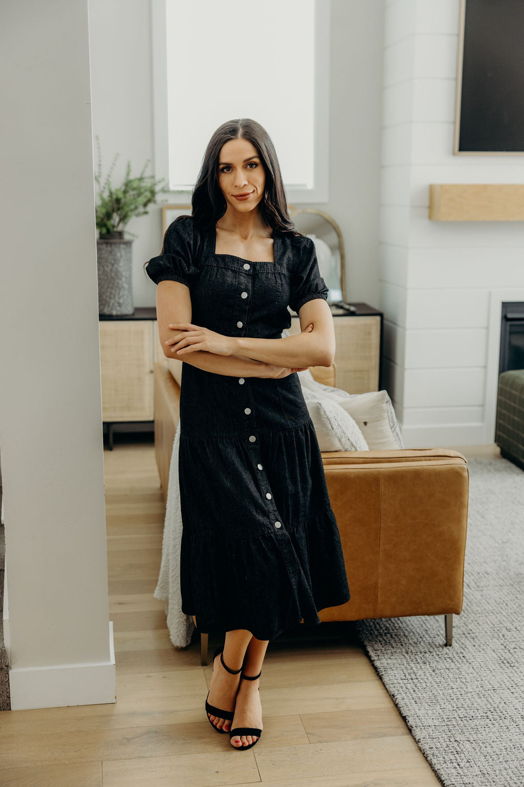 The Elton Denim Dress in Black Wash