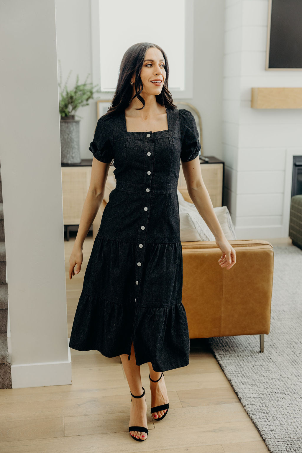 The Elton Denim Dress in Black Wash