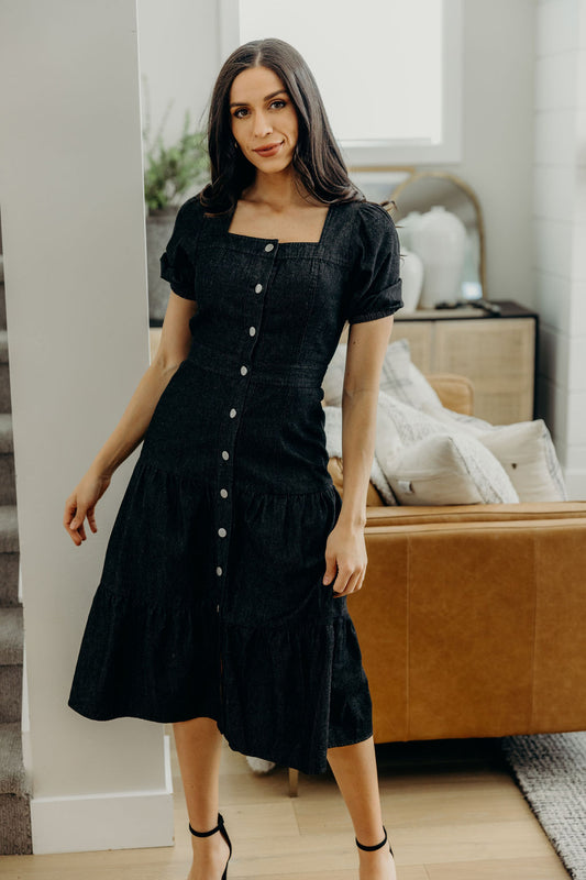 The Elton Dress in Black Wash