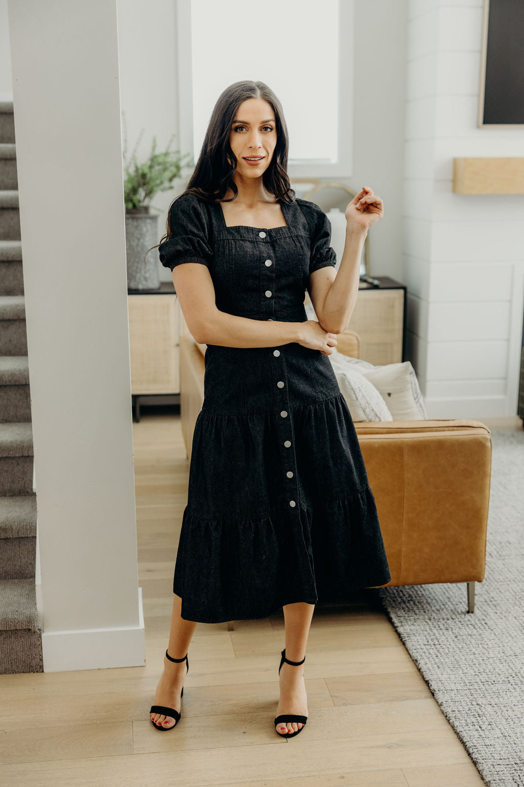 The Elton Denim Dress in Black Wash