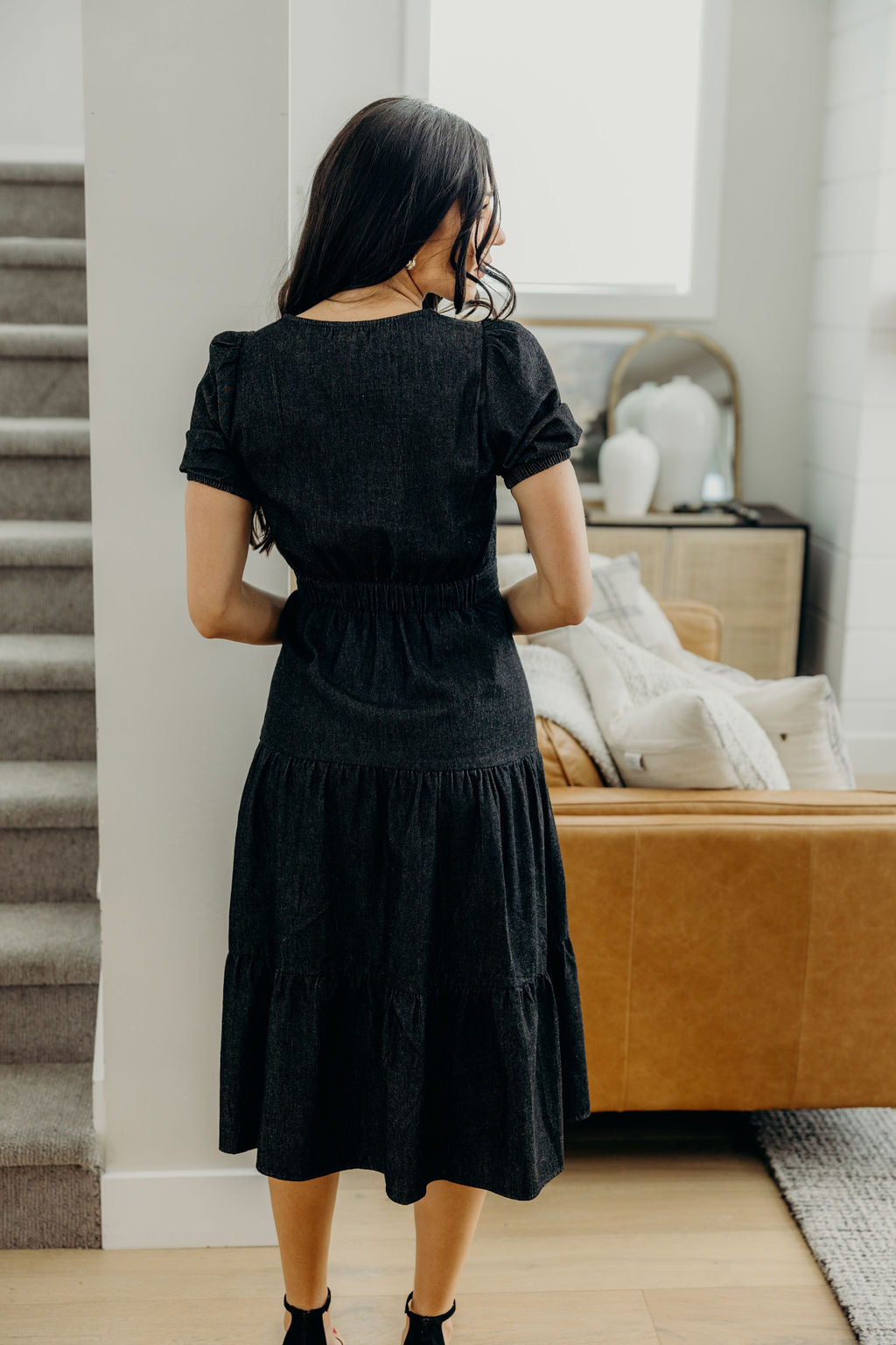 The Elton Denim Dress in Black Wash