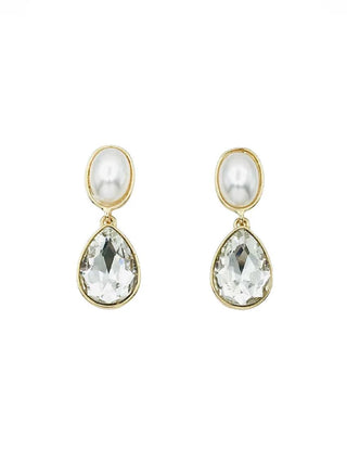 Pearl and Clear Teardrop Earrings