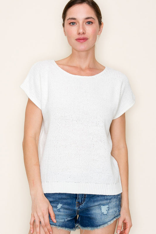 Wide Neck Top in Ivory