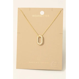 Gold Dipped Cz Oval Pendant Necklace