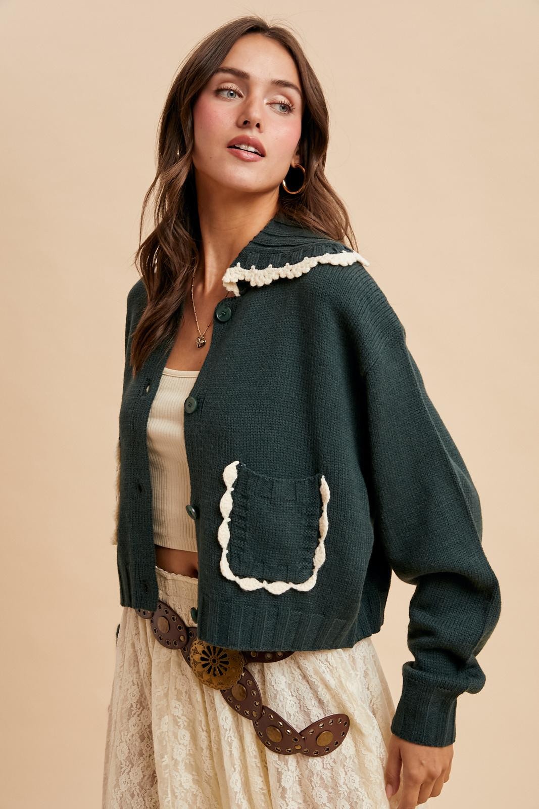 Darling Knitted Cardigan in Green