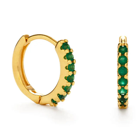 Emerald Green Huggie Hoop Earrings