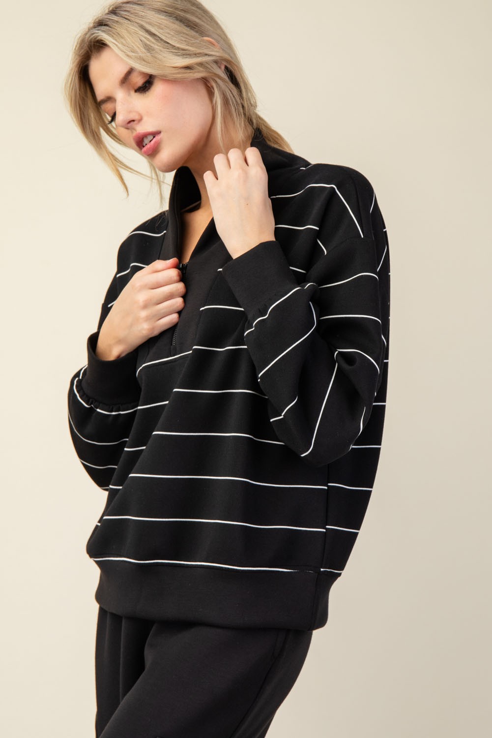 Scuba Stripe V-Neck Top