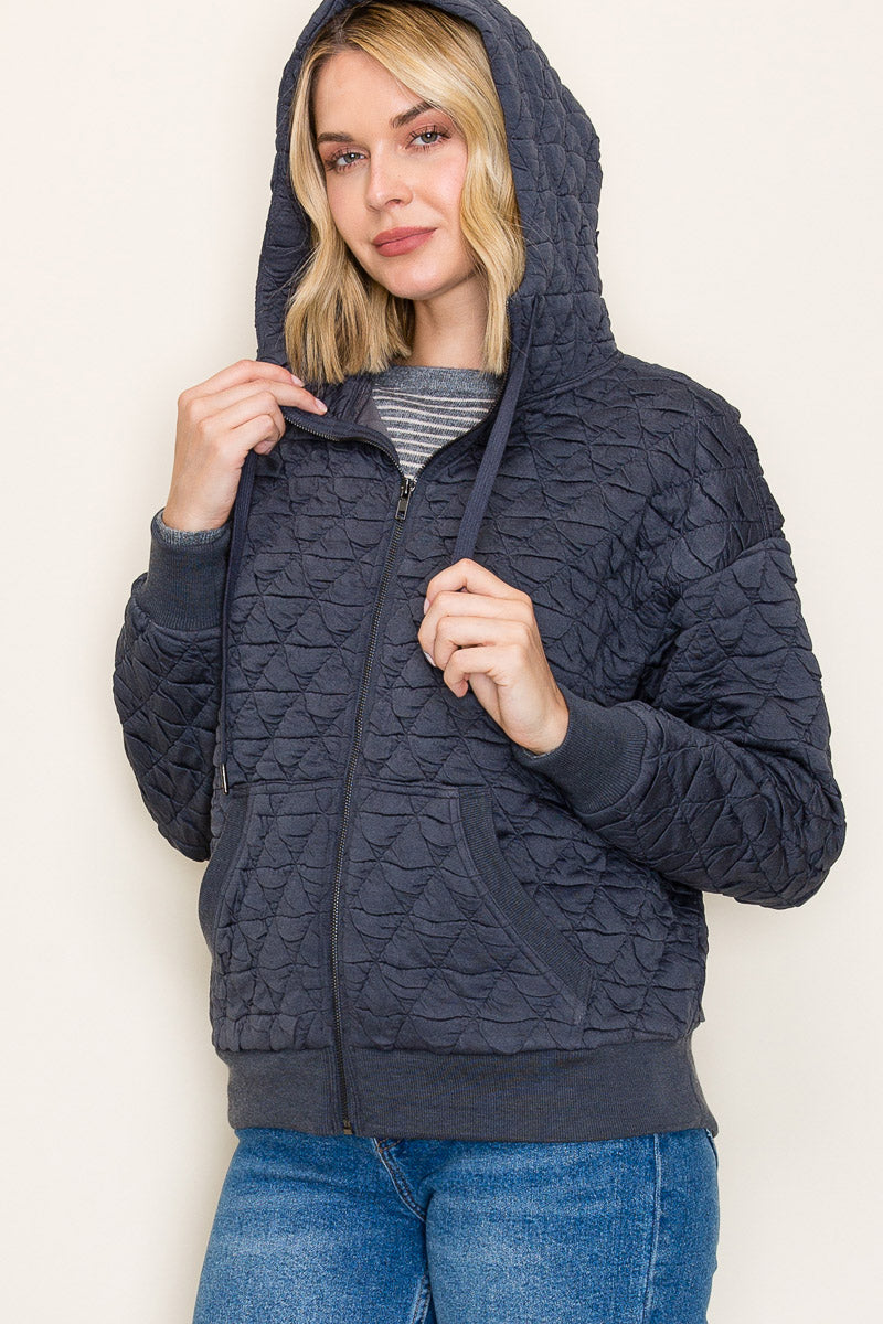 Diamond Quilted Hoodie Jacket