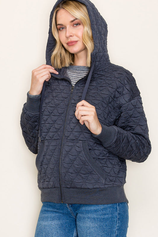 Diamond Quilted Hoodie Jacket