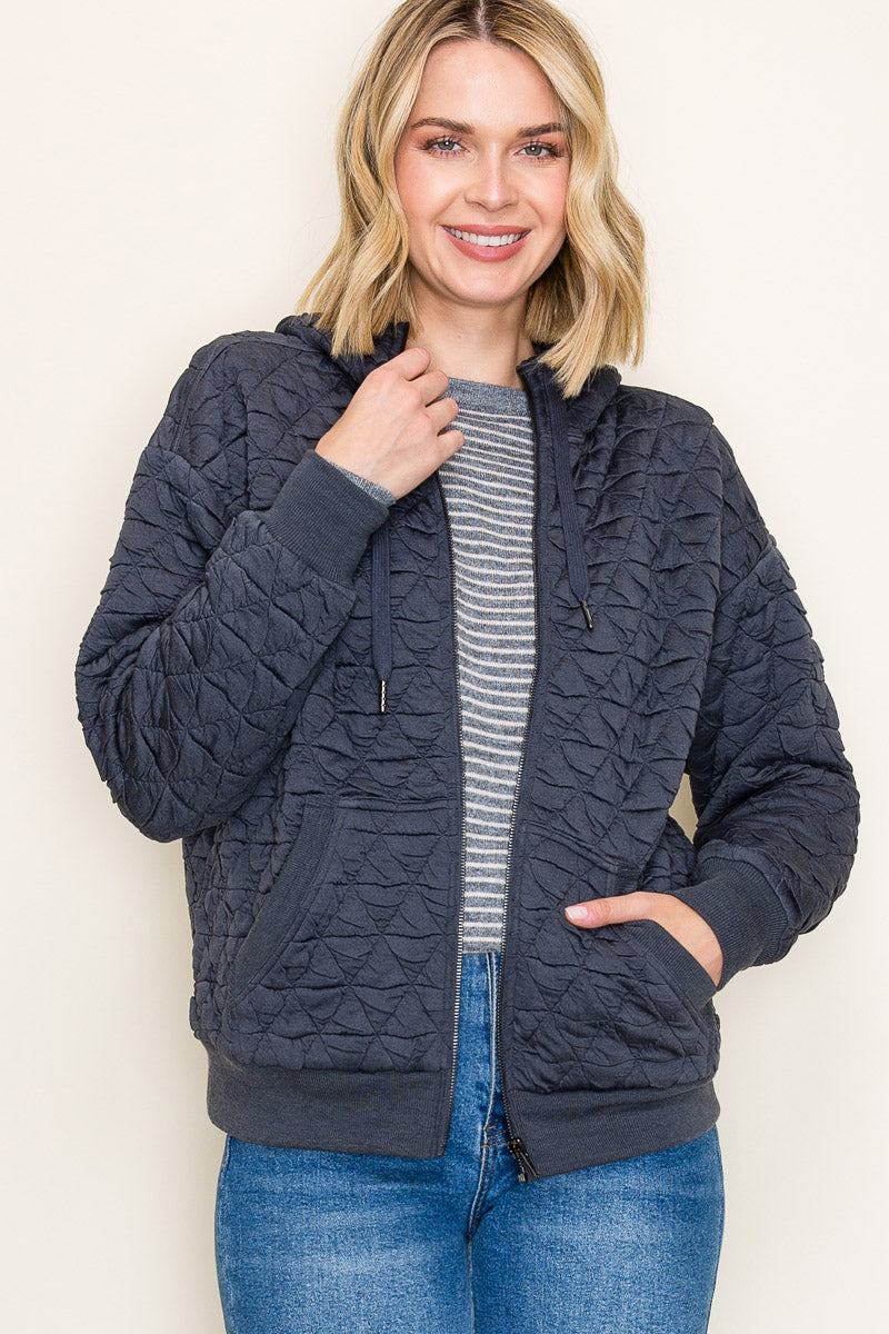 Diamond Quilted Hoodie Jacket