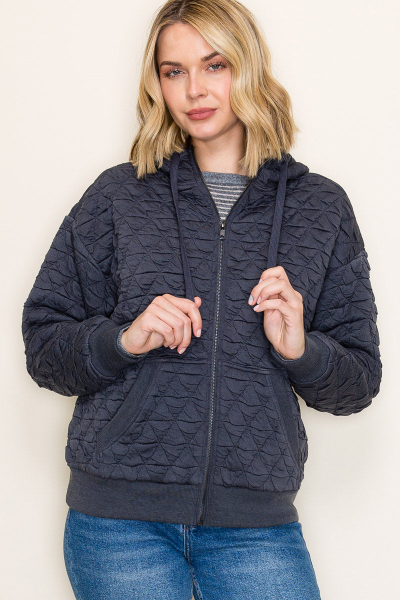 Diamond Quilted Hoodie Jacket