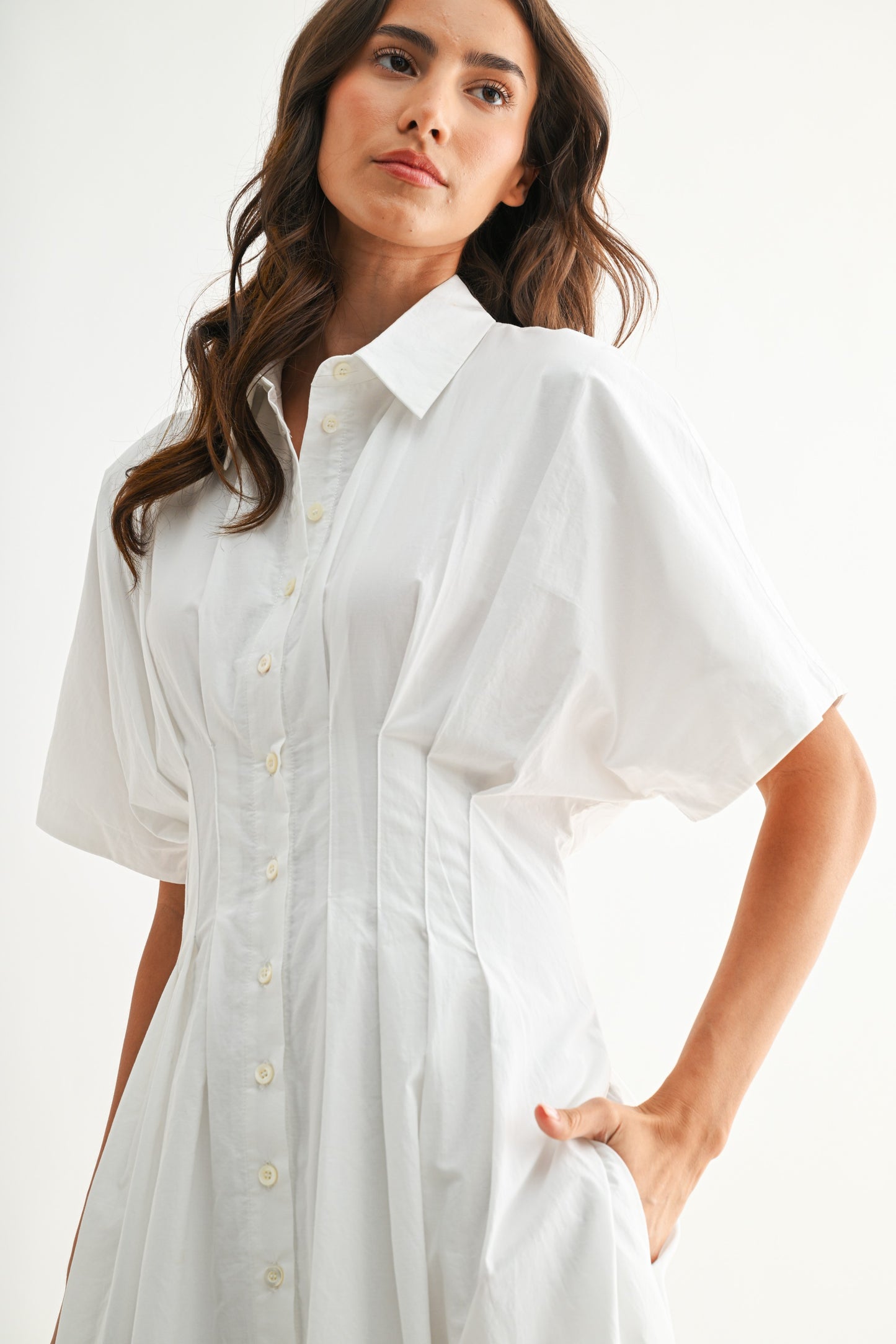 Embroidered White Eyelet Midi Dress