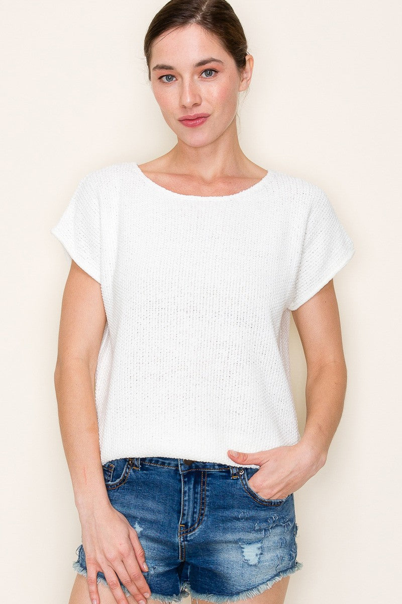 Wide Neck Top in Ivory