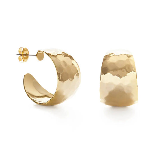 Hammered Vintage Style Hoops in Gold