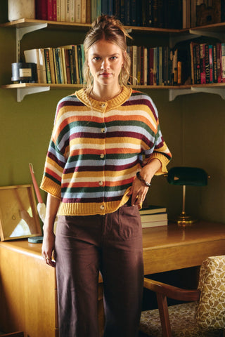 Quiet Weekend Multi Stripe Wool Blend Cardigan
