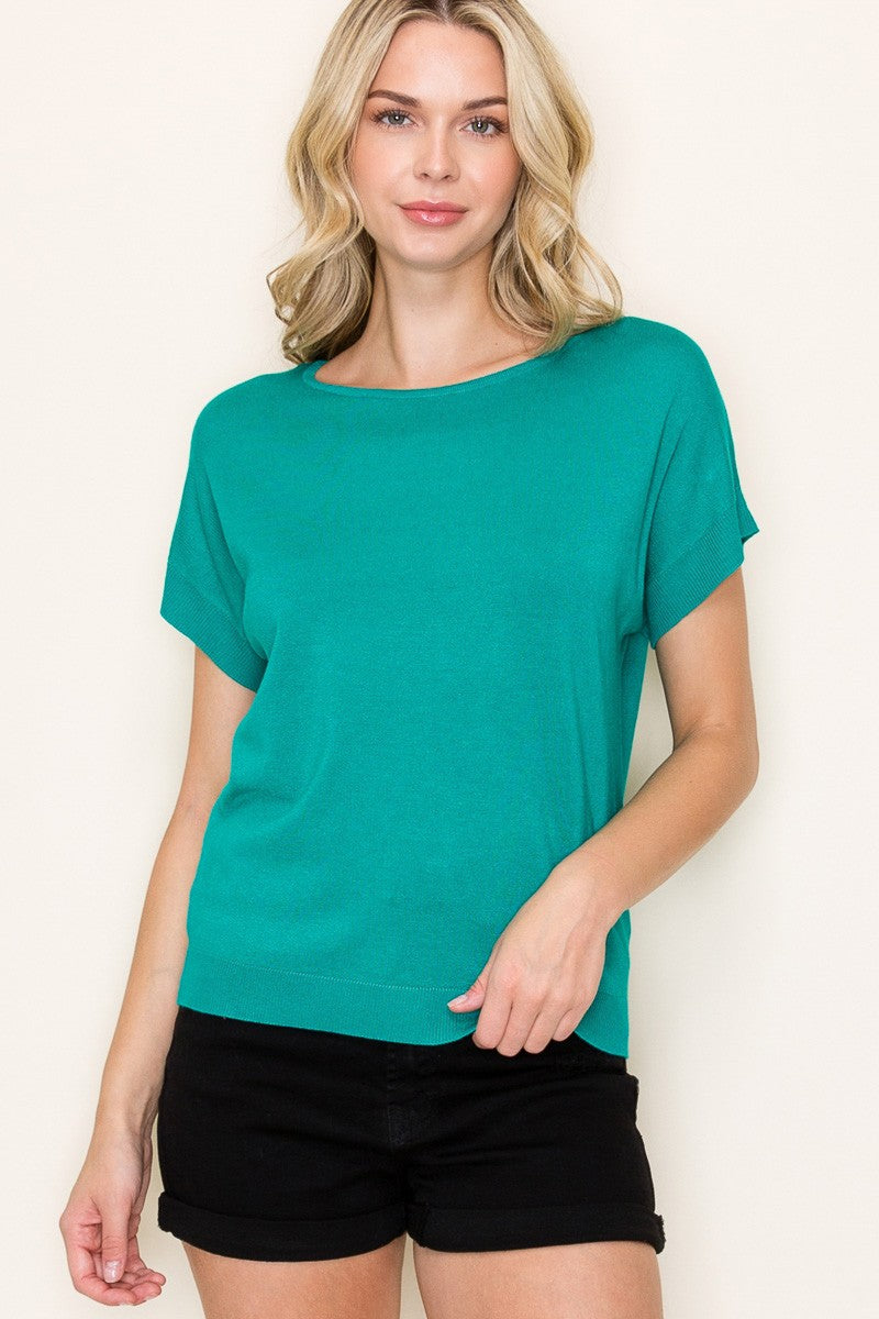 Raw Edge Short Sleeve Top