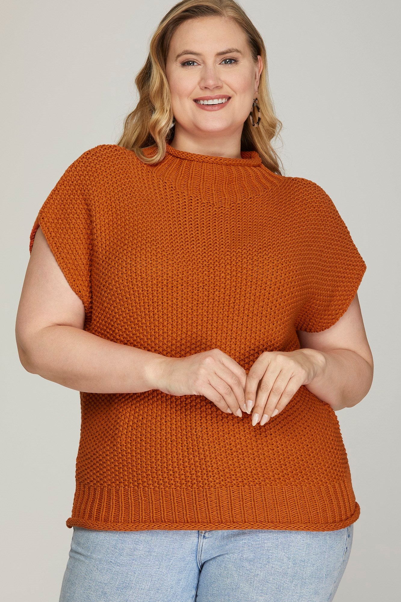 Curvy Sweater Top in Rust