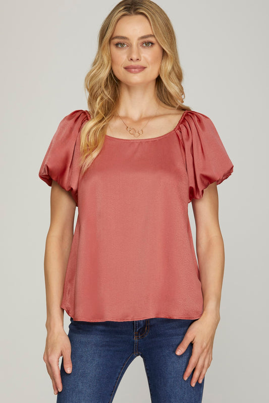 Short Puff Sleeve Blouse