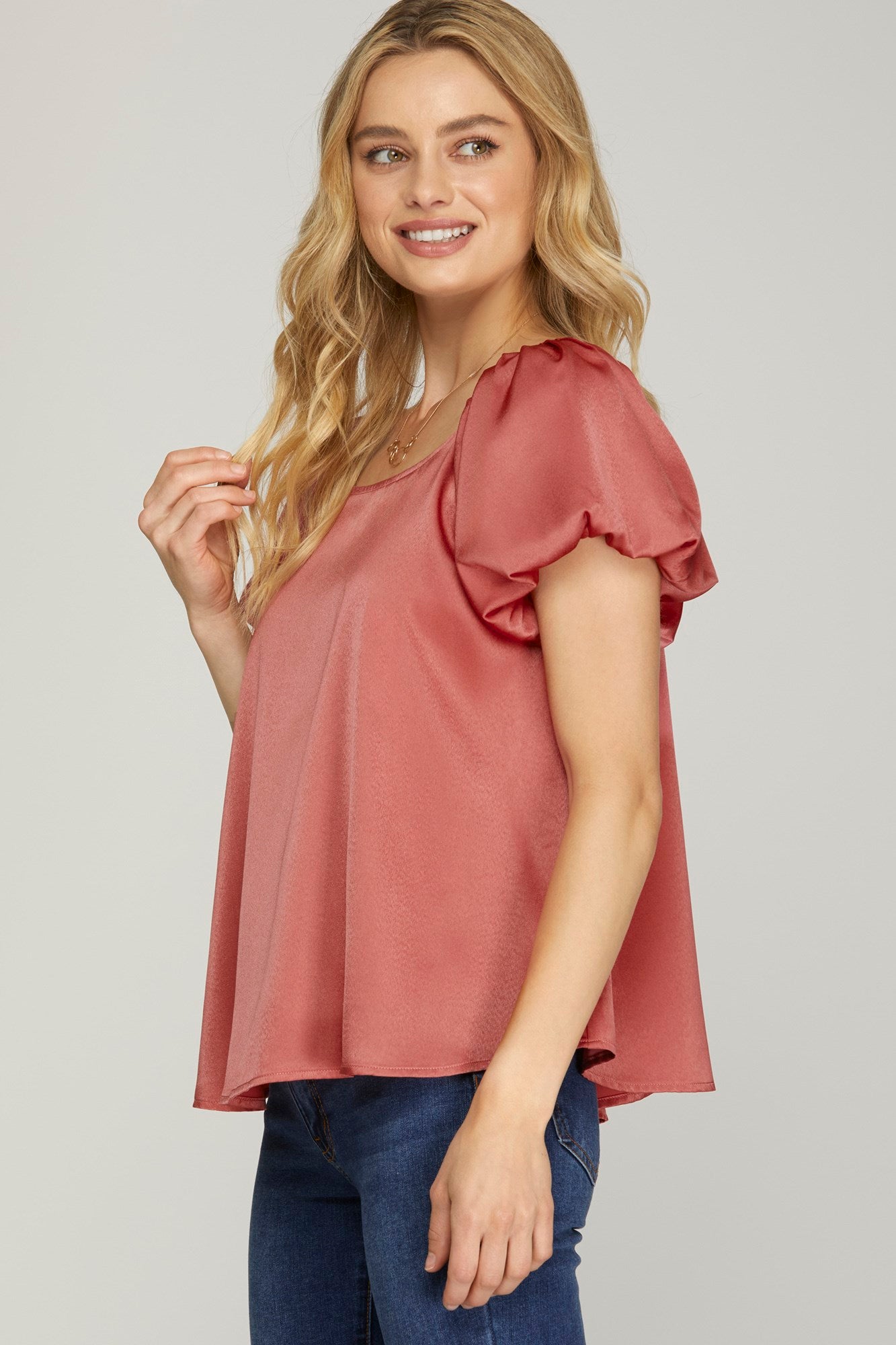 Short Puff Sleeve Blouse