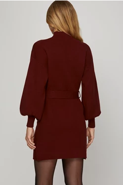 Mock Neck Sweater Dress with Belt