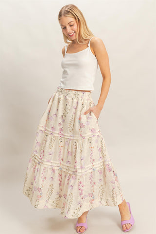 Tiered Floral Maxi Skirt