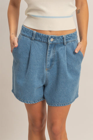 Enzyme Wash Denim Shorts