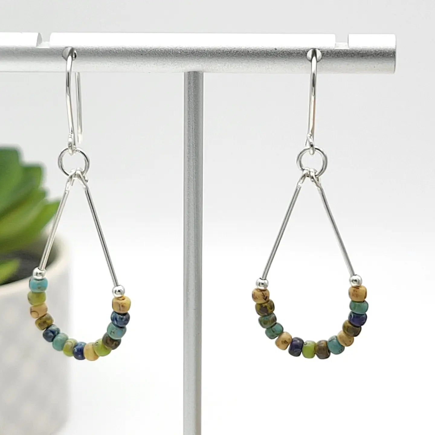 Modern Turquoise and Sterling Silver Threaders - Boho Style (Copy)