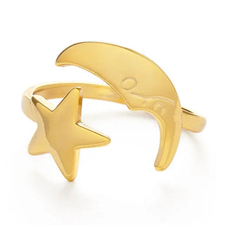 Crescent Moon & Star Ring
