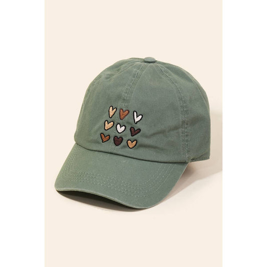 Hearts Denim Cap in Sage