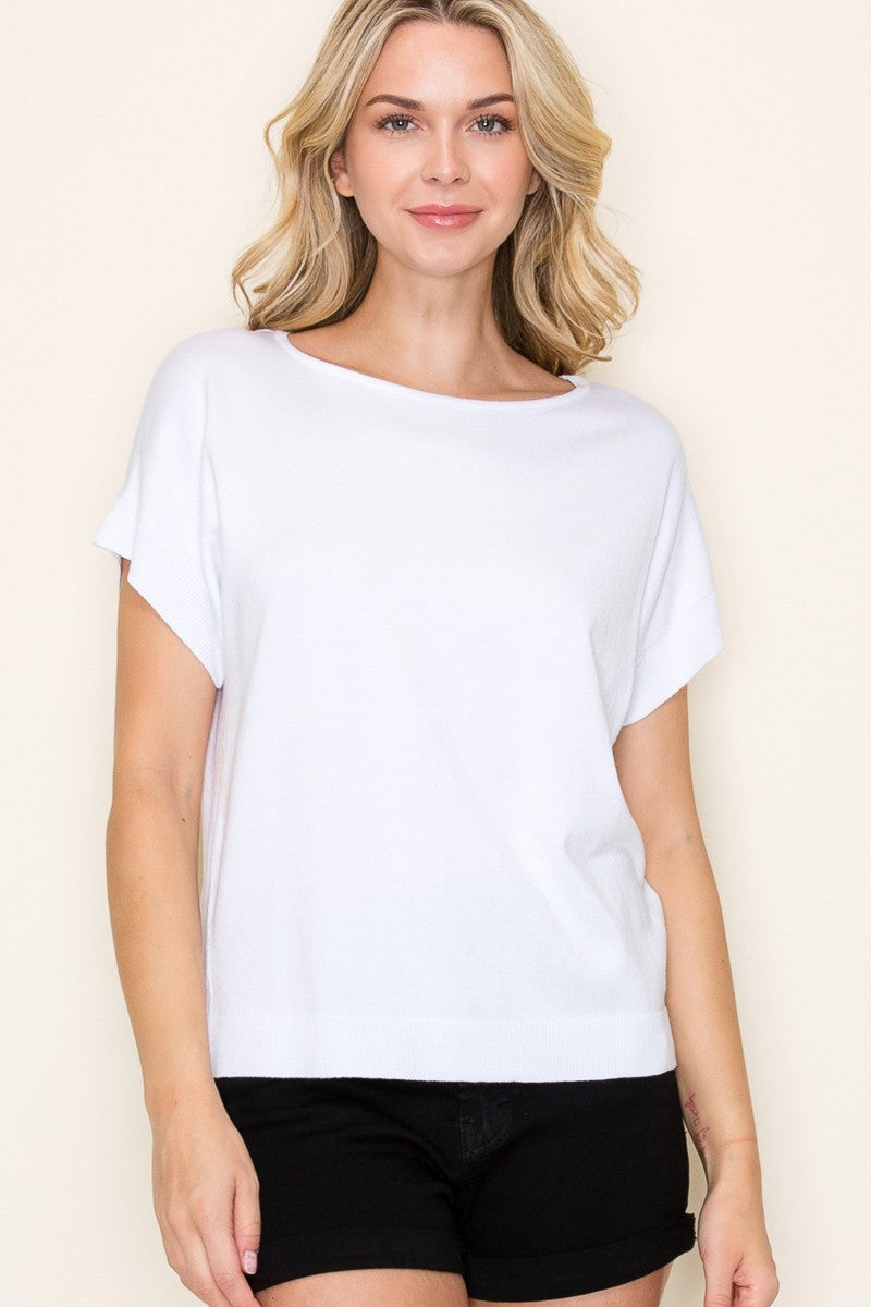 Raw Edge Short Sleeve Top
