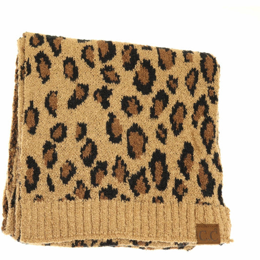 Leopard Boucle Knit Scarf