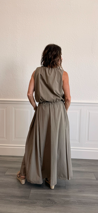 Cotton Poplin Maxi Skirt in Mocha