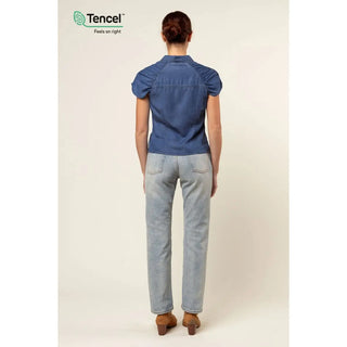 Tencel Shirred Cap Sleeve Top